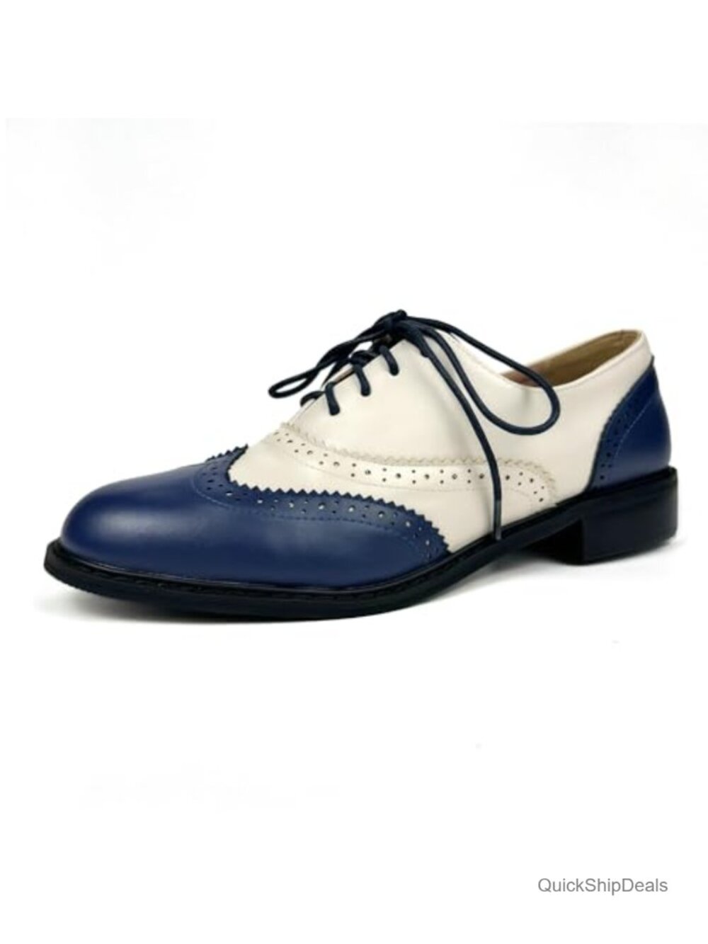 Women's Saddle Oxford Shoes 50s Two Tone Retro Lace Up Low Heel Faux Leather